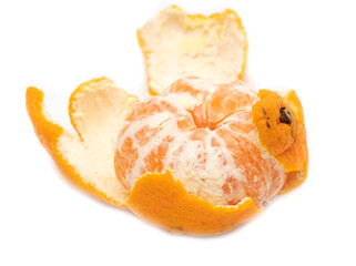 Opened tangerine isolated on white background.