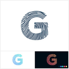 G Vector Letter base fingerprint logo for a modern world. Initial letter G illustration Icon Fingerprint Black and white and colorful Concept