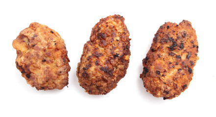 Fried meat cutlets isolated on a white