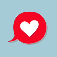 A conversational bubble with a heart. Icon, background. Vector illustration.