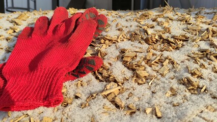 Alternative fuel, ecological fuel, biofuel Wood sawdust, sawdust close-up background. Sawdust...