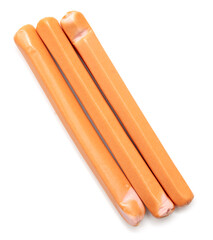 Meat sausages isolated on a white