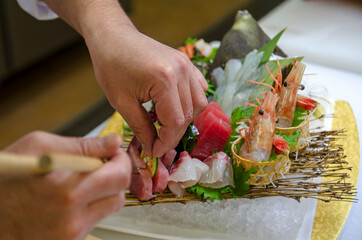 刺身　お造り　日本　sashimi　会席　盛付け