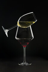 Conceptual red and white wine