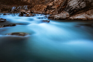 Beautiful mountain river among the stones.