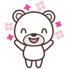 Laughing cute polar bear character vector illustration 喜んでいるかわいい白熊のキャラクター