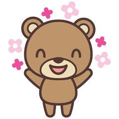 Fototapeta premium Laughing cute bear character vector illustration-喜んでいるかわいいクマのキャラクター