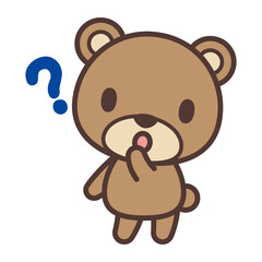 Obraz premium Cute bear character and question mark-はてなマークを浮かべるかわいいクマのキャラクター