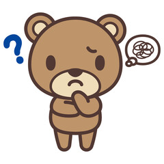 Cute bear character worried-悩んでいるクマのキャラクター