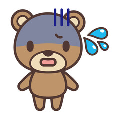 Cute bear character vector illustration in trouble-冷や汗をかくかわいいクマのキャラクター