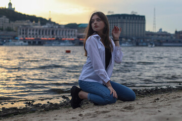 Attractive young woman on the beach