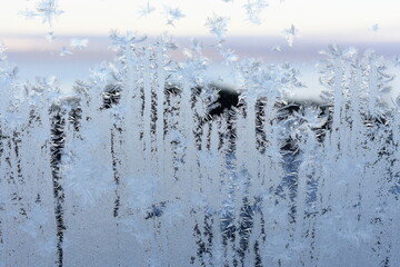 Close-up frost pattern on a window