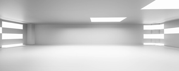 Abstract architecture building white empty room 3d render illustration
