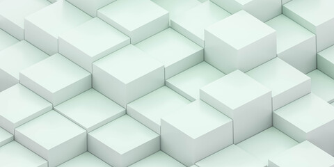 abstract white cubes minimalistic pattern 3d render illustration