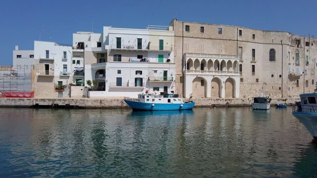 ITALY, MONOPOLI. 2019, JUNE, 10th, Old town and port of Monopoli, Apulia, Italy