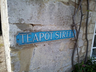 unusual street name sign for Teapot Street in Wylye Village in the UK