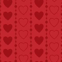 Seamless pattern Valentine's day red hearts vector illustration