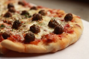 pizza on a board