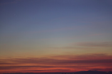 red sunset and blue sky