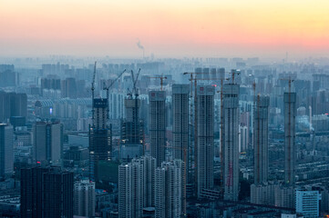 skyscraper construction site in Shenyang city, China