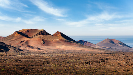 Fototapeta na wymiar Scenic Timanfaya, Lanzarote. Volcanic Landscape Canary Islands