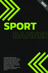 Sport flyer cover, green stylish printable template. Editable template for printing products.