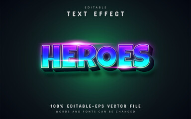 Heroes text, colorful gradient text effect