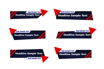 Stylish headings for text on a white background. Red forms for text, a set of elements for decoration.