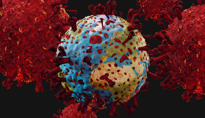 pandemic virus world global 3d-illustration. elements of this image furnished by NASA