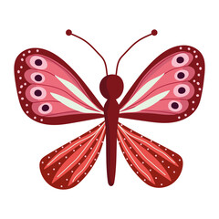 butterfly insect animal, decorative wings red color tone, on white background