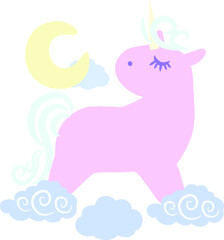 Unicorn, Valentine's Day, Valentine card, Unicorn illustration vector. Cute unicorn. Love, heart, fairy tale, magic.
