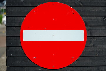 Red no entry traffic sign