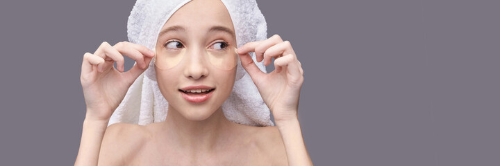 Eye patch procedure. Facial treatment. Dermatology spa. Detox therapy. Rejuvenation skincare...