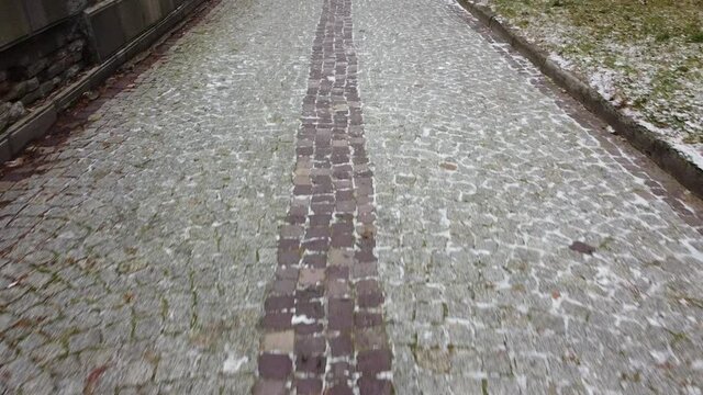 Cobblestone ornament. Aerial view of a drone.