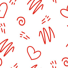 hearts and doodles seamless pattern. vector hand drawn. wallpaper, wrapping paper, textiles. valentines day, love, wedding, engagement.