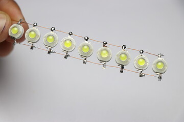 LED diode soldered in parallel. Parallel connect led lights for electronic projects