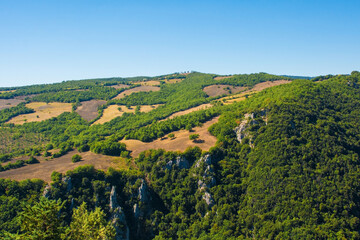Fototapeta na wymiar The landscape near Rocchette di Fazio near Semproniano in Grosseto Province, Tuscany, Italy 