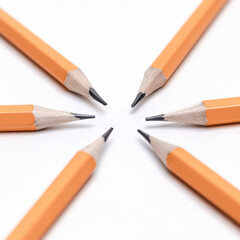 pencils stacked in a circle on a white background.