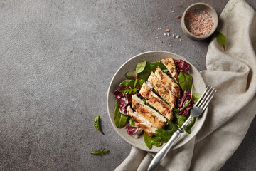 Useful diet dish of chicken and lettuce