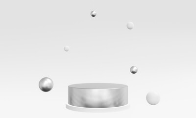 3D rendering silver podium  mockup
