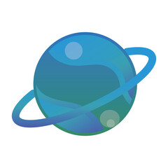 space solar system planet with ring around, icon style