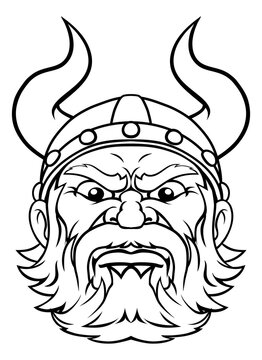 A viking warrior or barbarian mascot cartoon face