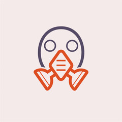 Air purifying respirator or gas mask icon. That is personal protective equipment (PPE) consist of N95 filter, chemical cartridge and strap. For protect welder, painter from gas, dust, fume and vapour.