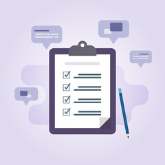 Illustration concept of checklist and  to-do list with messages box.