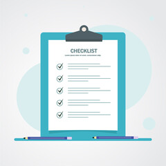 Illustration concept of checklist and  to-do list with blue color.