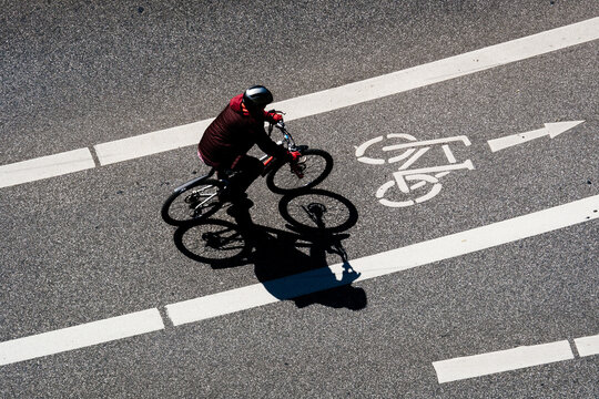 high angle view of bike ride on the road