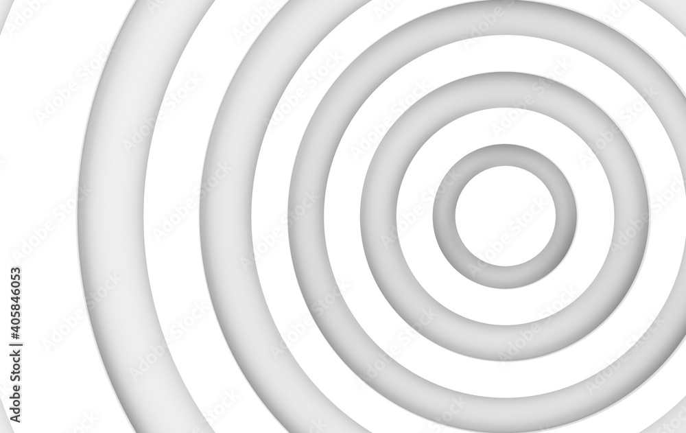 Aufkleber 3d rendering. artistic minimal white circle paper layer art wall background.
