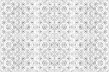 3d rendering. seamless white round circular flower shape pattern design wall background.