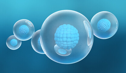 Human Cell on Colorful Background. 3D Render