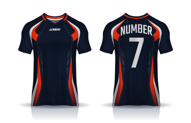t-shirt sport design template, Soccer jersey mockup for football club. uniform front and back view.
